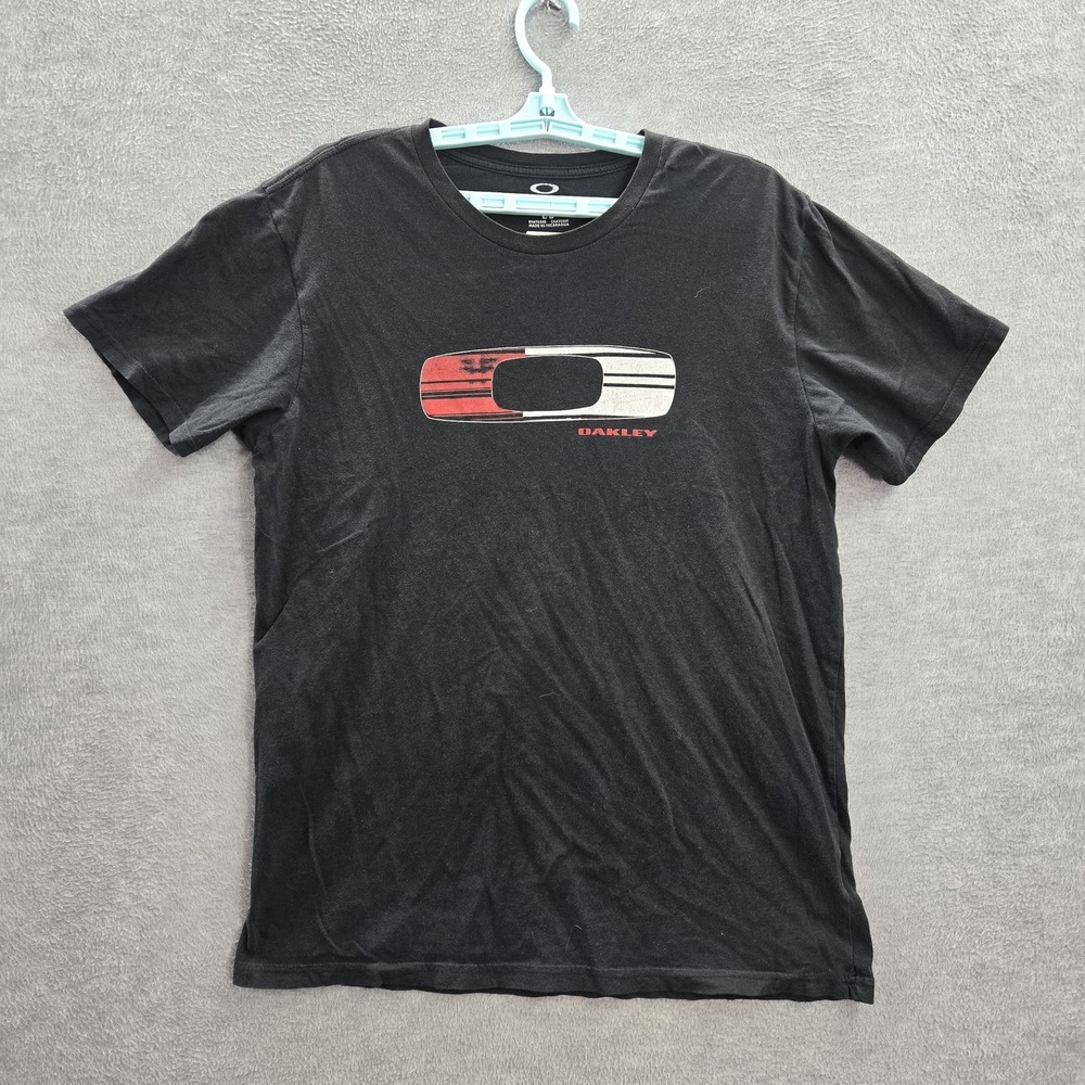 Oakley Men Shirt L Black Logo Short Sleeve